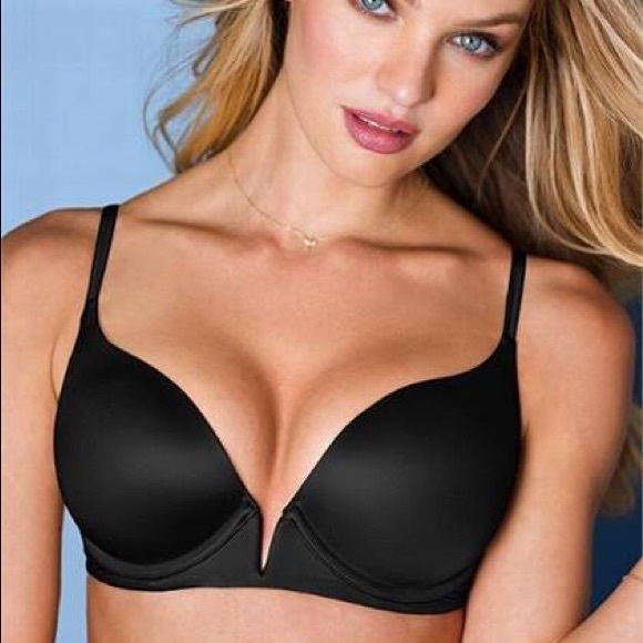 Hot Pink Deep-V Push Up Bra, 32A - Picture 8 of 9